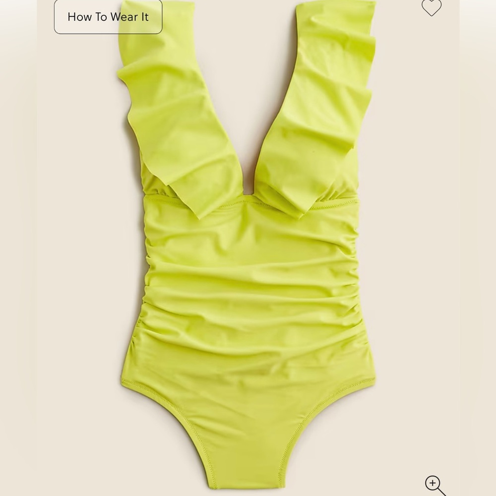 NWT | J. Crew Women’s Ruched Ruffle One-Piece Swimsuit | Lemon Sorbet | Size 22
